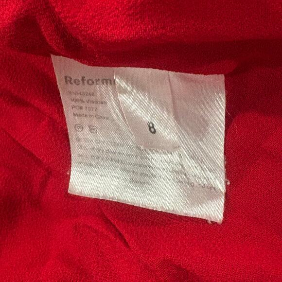 Reformation Cassandra Cherry Red Midi Ruffle Dress Size 8 - Picture 12 of 13